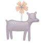  Forest Garden Musical Crib Baby Mobile- deer felt piece in gray with a peach flower