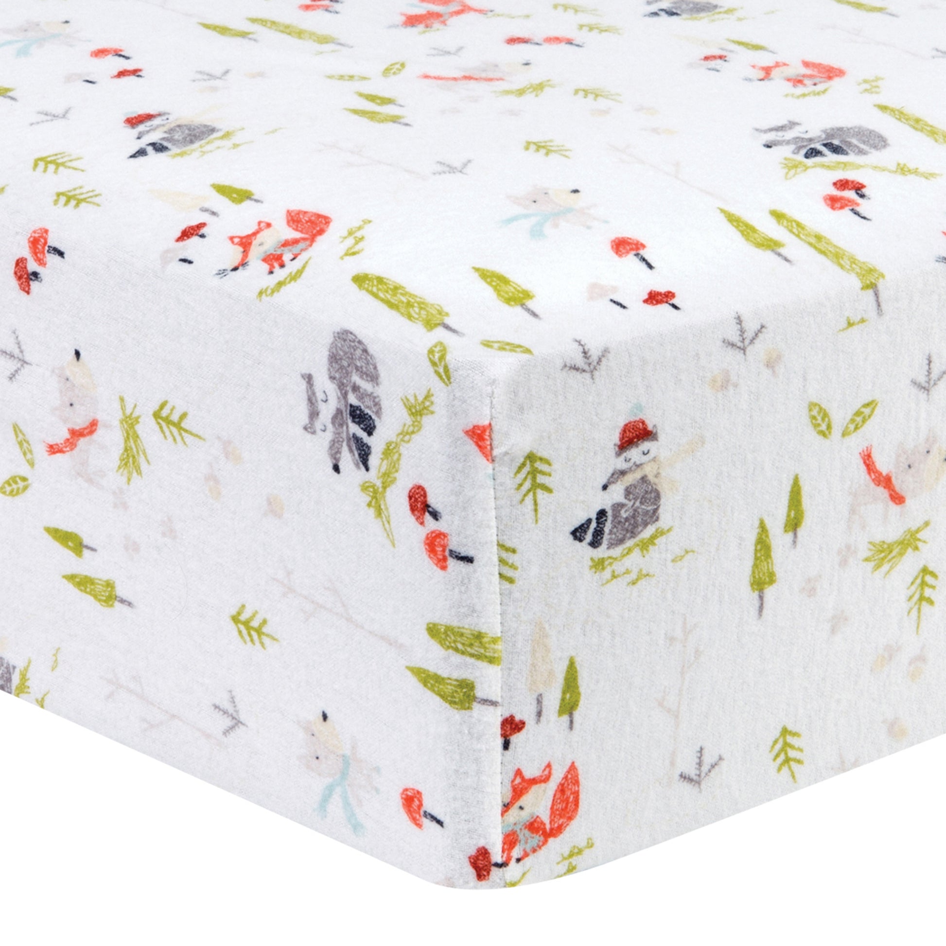Winter Woods Deluxe Flannel Fitted Crib Sheet - Corner View
