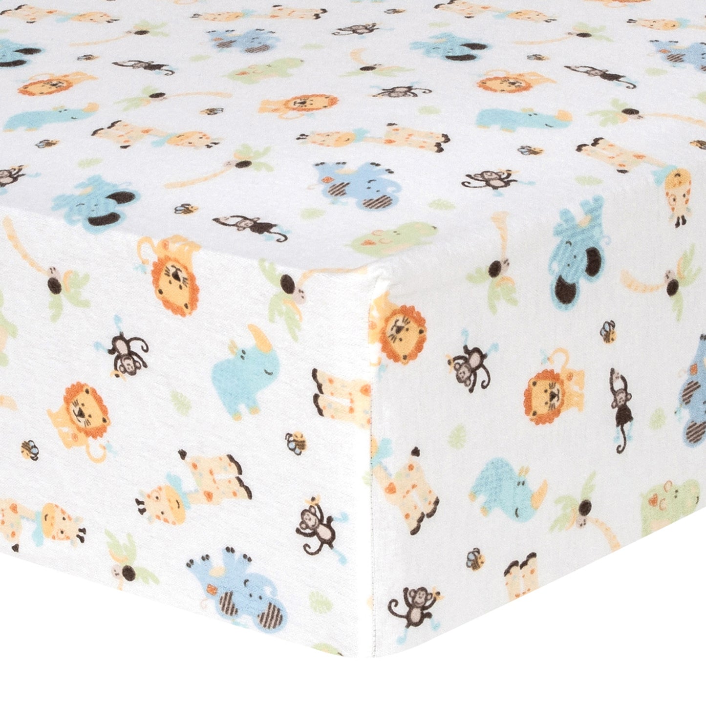 Jungle Friends Deluxe Flannel Fitted Crib Sheet - corner view