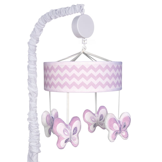 Orchid Bloom Chevron Musical Crib Baby Mobile