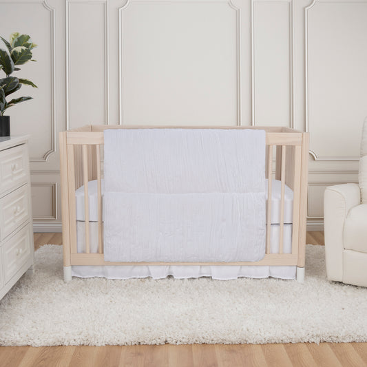Simply White 3 Piece Crib Bedding Set - Stylized in a modern room