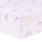 Unicorn Rainbow Deluxe Flannel Fitted Crib Sheet - corner view