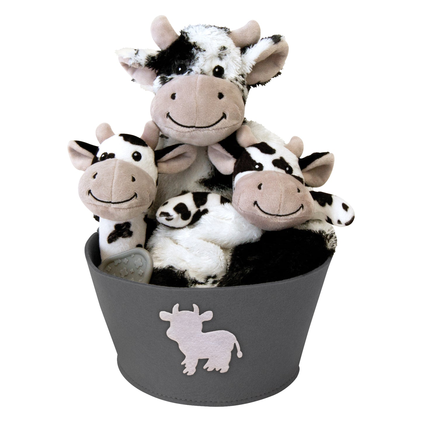 Cow 4 Piece Plush Gift Set Bucket front image