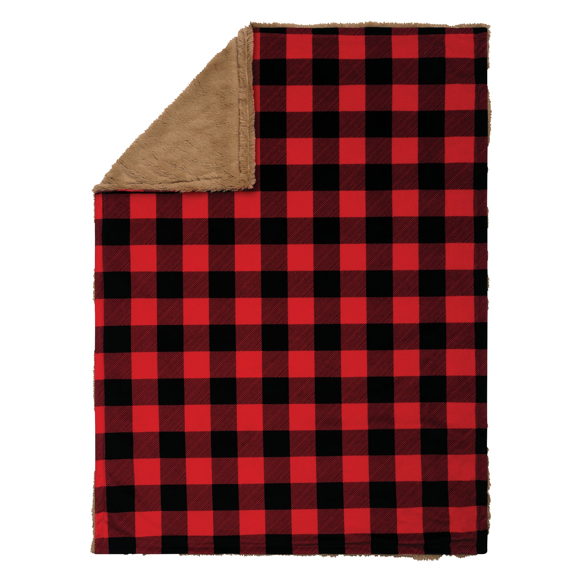 Buffalo Check Plush Baby Blanket front with folded corner to show back