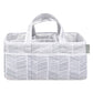 Gray Herringbone Storage Caddy - front view with handles up