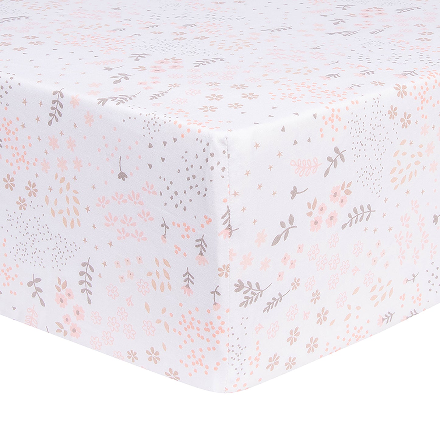 Blush Floral Fitted Crib Sheet - up close corner view