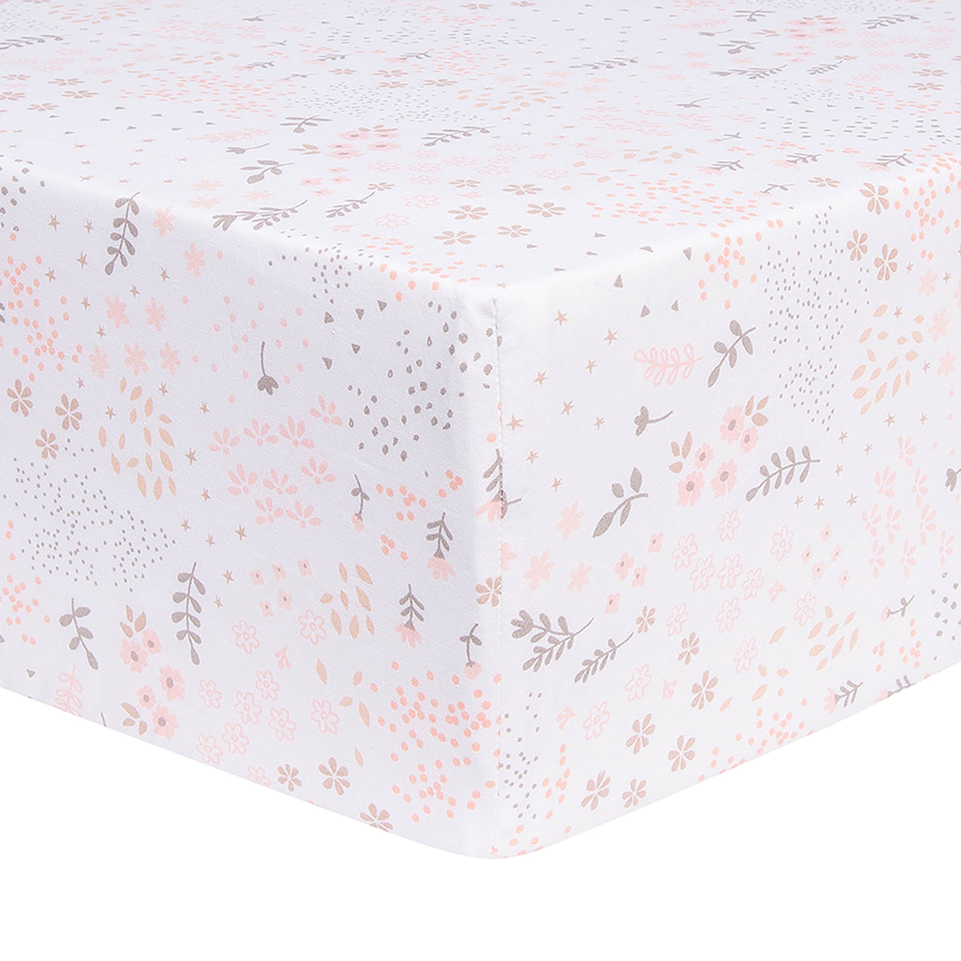 Blush Floral Fitted Crib Sheet - up close corner view