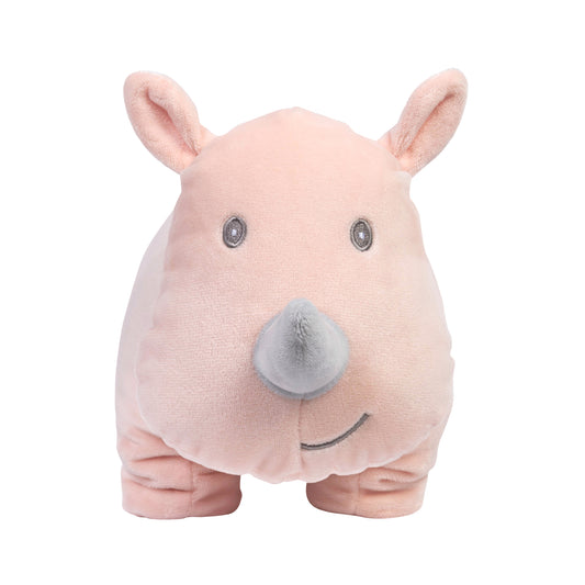 Pink peach Rhino Plush Toy - front view