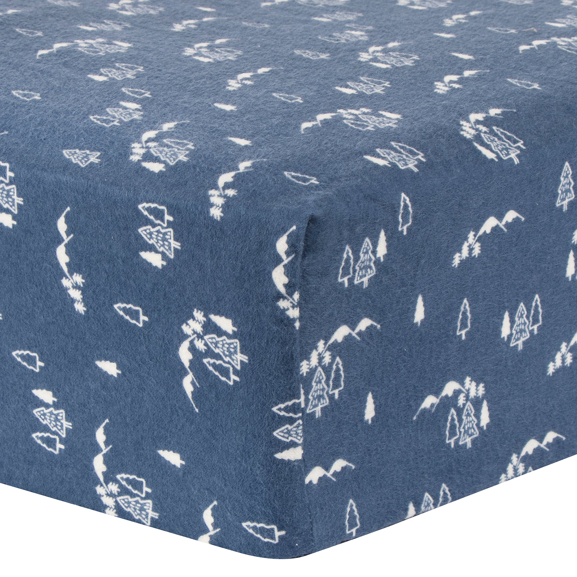 Mountains Deluxe Flannel Fitted Crib Sheet - Corner View