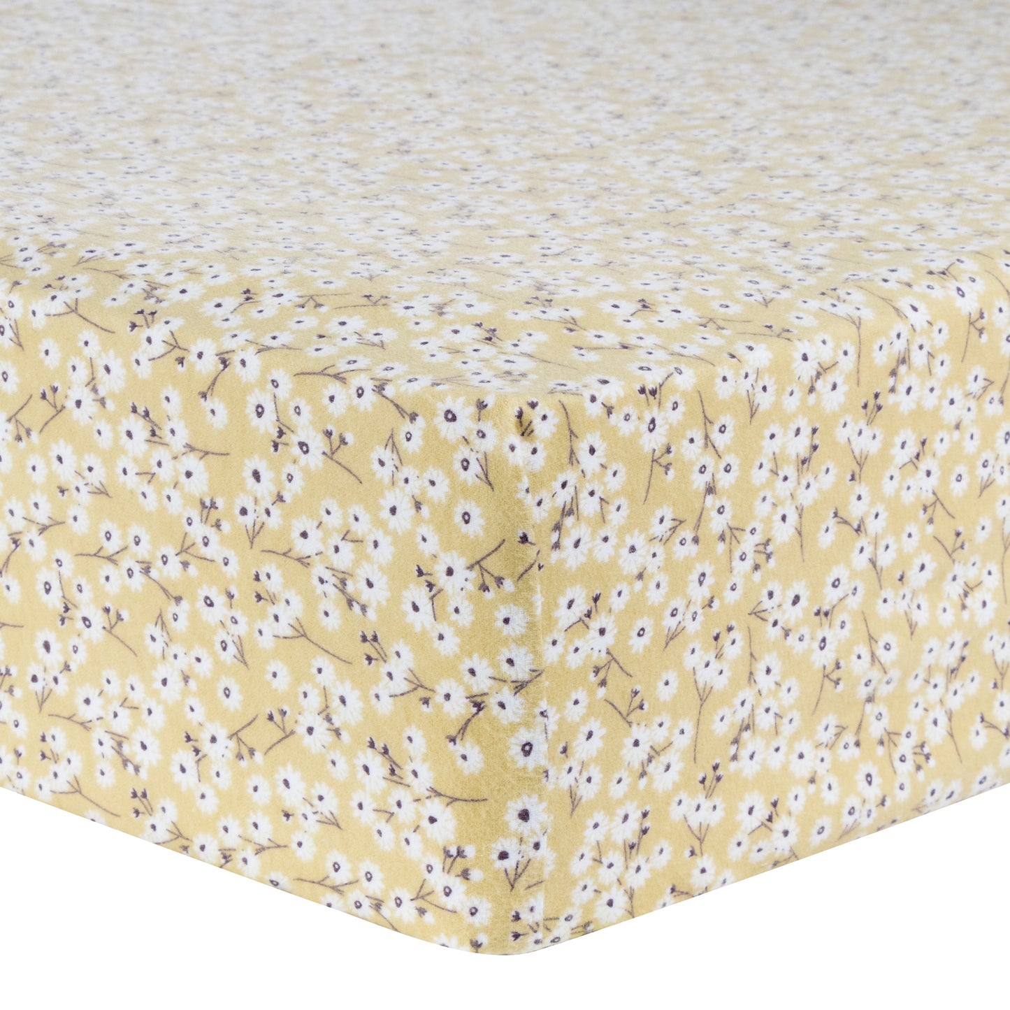 Golden Daisies Deluxe Flannel Fitted Crib Sheet - corner view