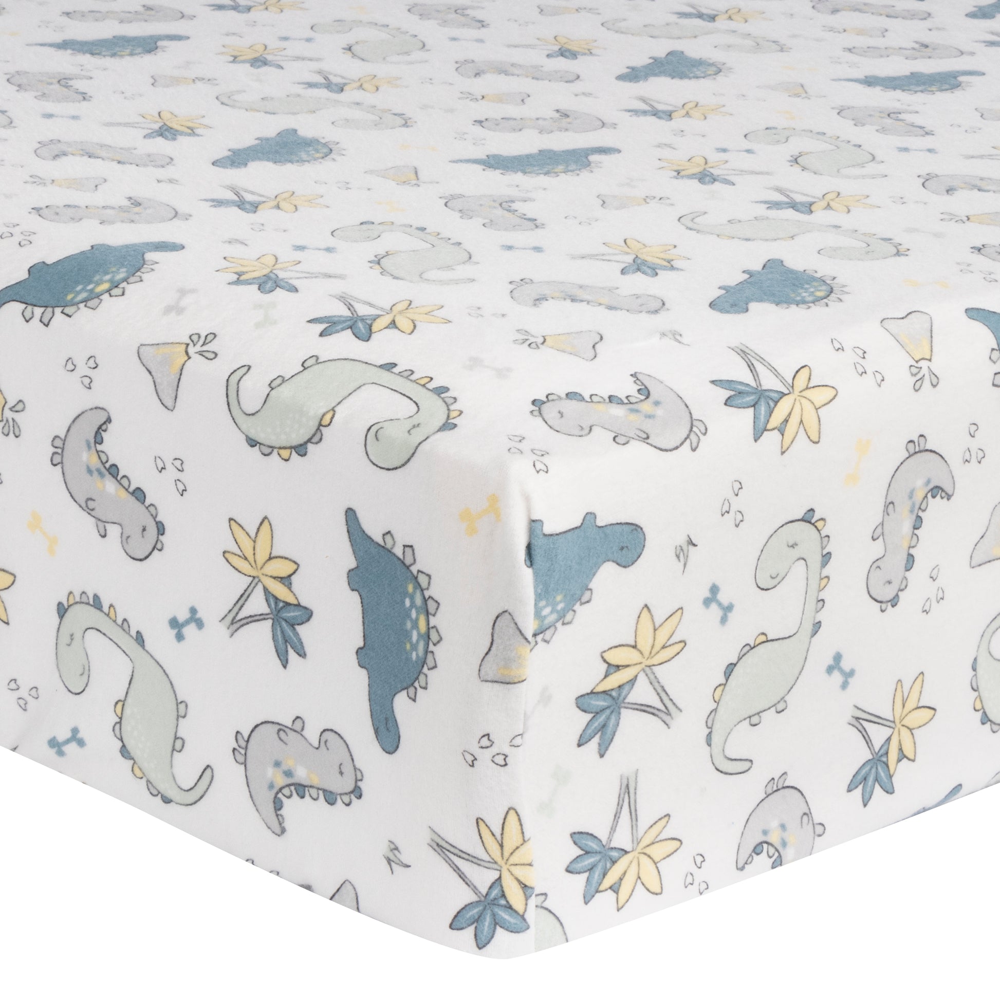 Little Dinos Deluxe Flannel Fitted Crib Sheet - corner view