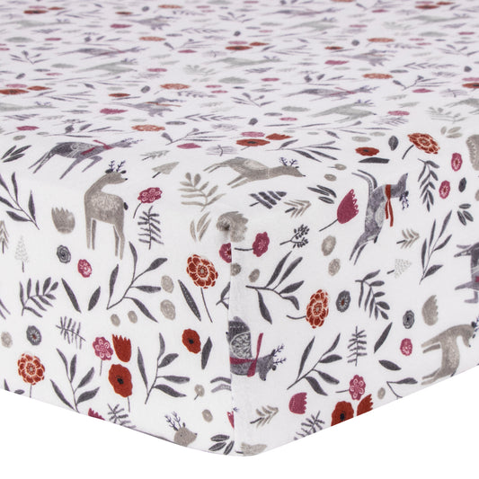 Scandi Folklore Deluxe Flannel Fitted Crib Sheet Corner View
