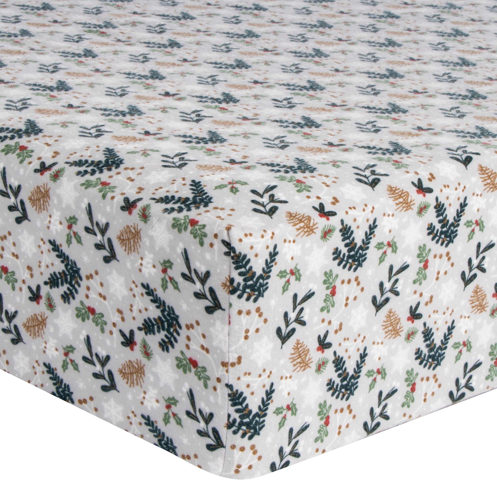 Mistletoe Deluxe Flannel Fitted Crib Sheet - Corner View