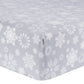 Snowflake Flurry Deluxe Flannel Fitted Crib Sheet - Corner View