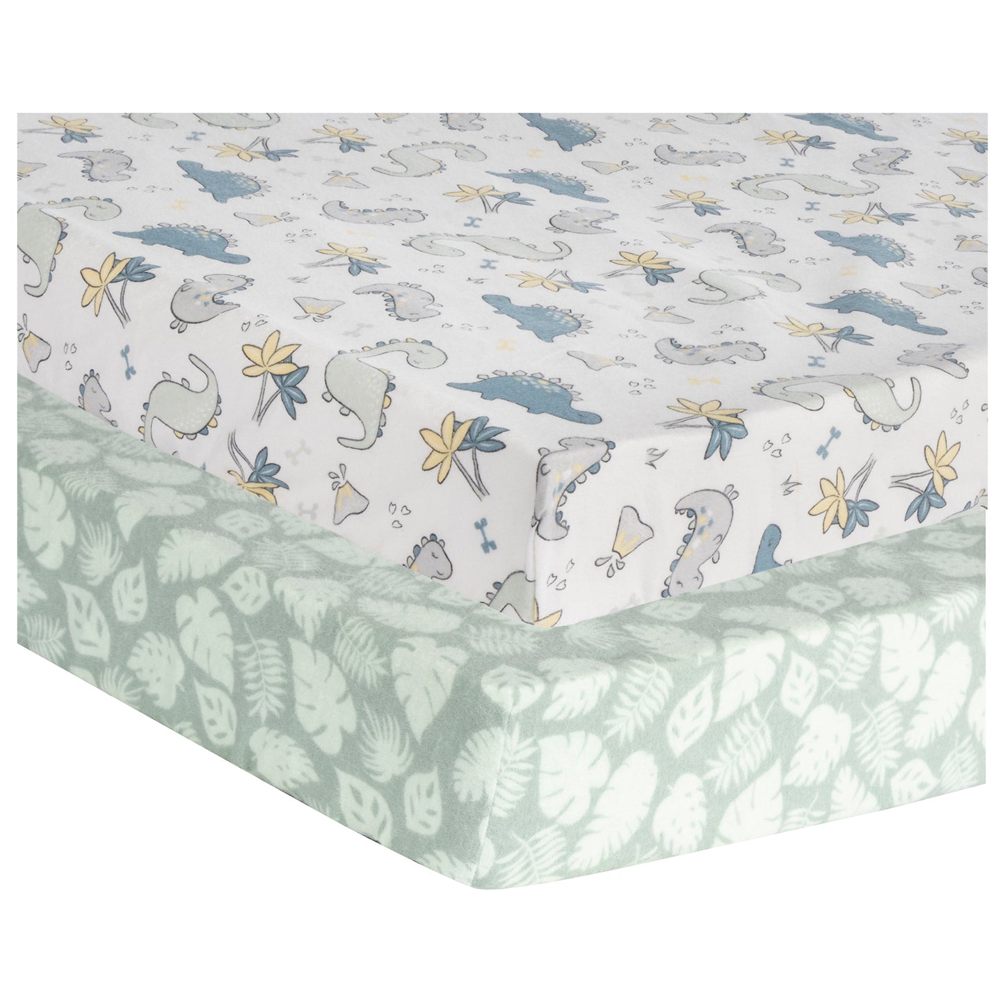 Little Dinos 2 Pack Flannel Playard Sheets - corner view