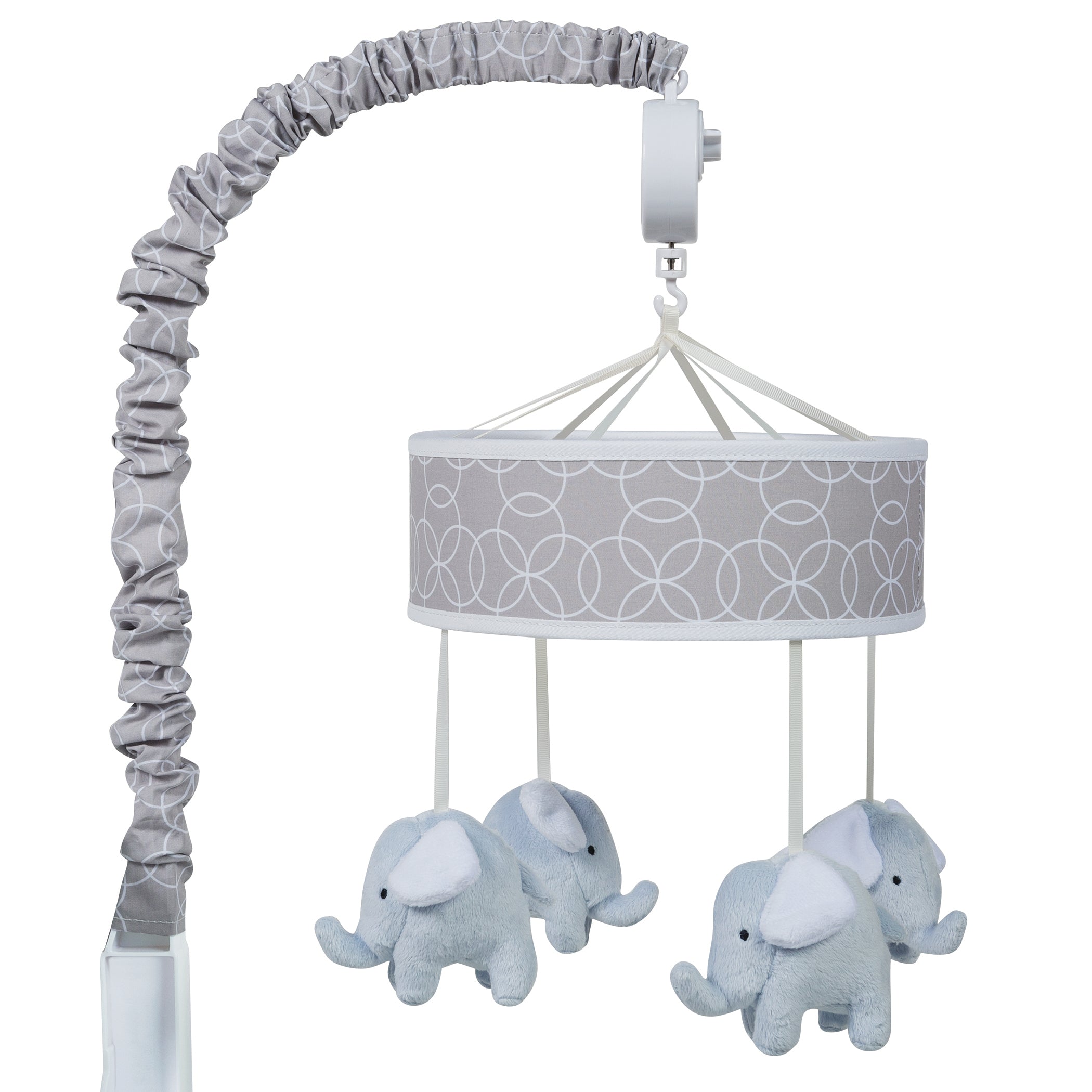 Mobilé bébé en bois gris éléphants étoiles 49 cm - La Magie des Automates