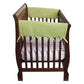 CribWrap® Wide 2 Short Sage Green Fleece Rail Covers on wood crib