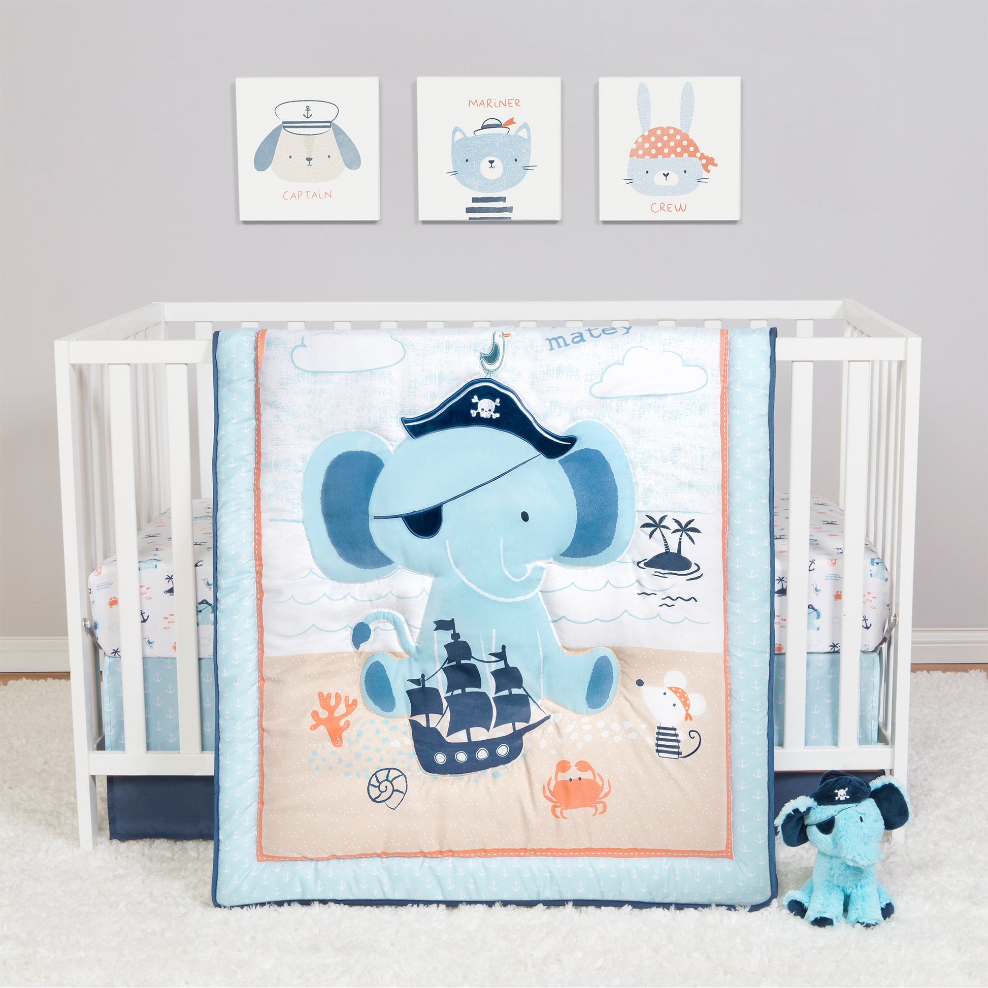 Ahoy Archie 4 Piece Crib Bedding Set by Sammy & Lou®- in a stylized bedroom