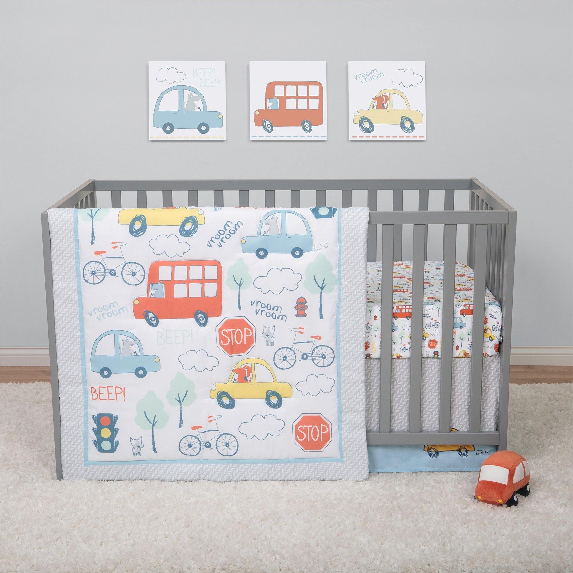 Beep Beep 4 Piece Bedding Set by Sammy and Lou- in a stylized bedroom