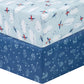 Airplanes 2-Pack Microfiber Fitted Crib Sheet Set- Corner view