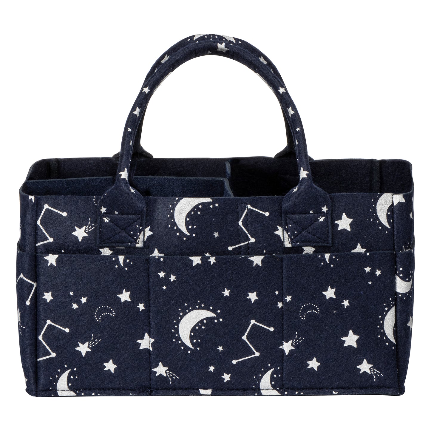 Navy Felt with white Printed constellations front view by Sammy & Lou®