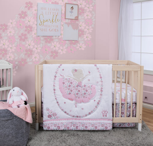Blooming Ballet 4 Piece Crib Bedding Set - stylized in room