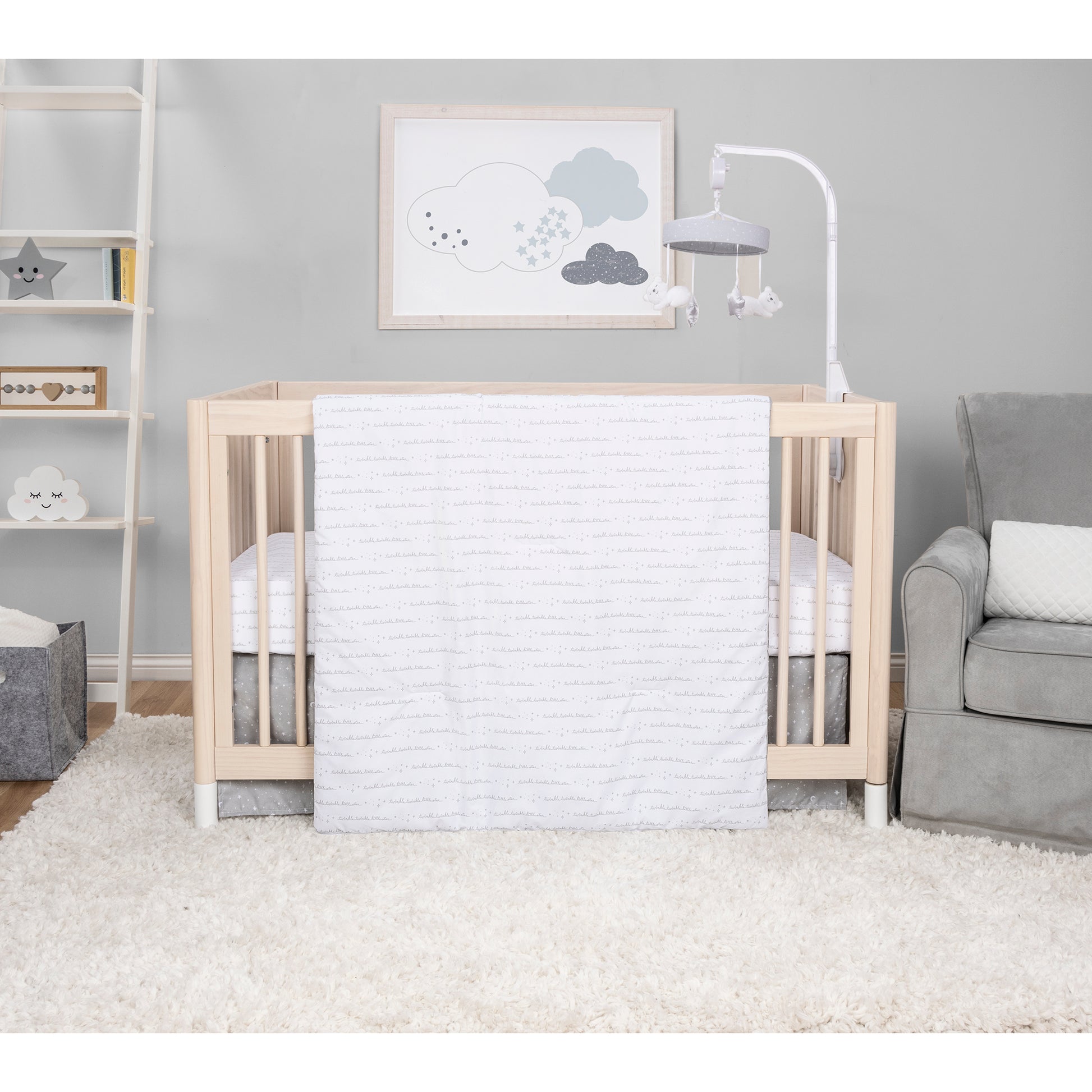 Twinkle Stars 3 Piece Crib Bedding Set by Sammy & Lou® - Stylized in a bedroom