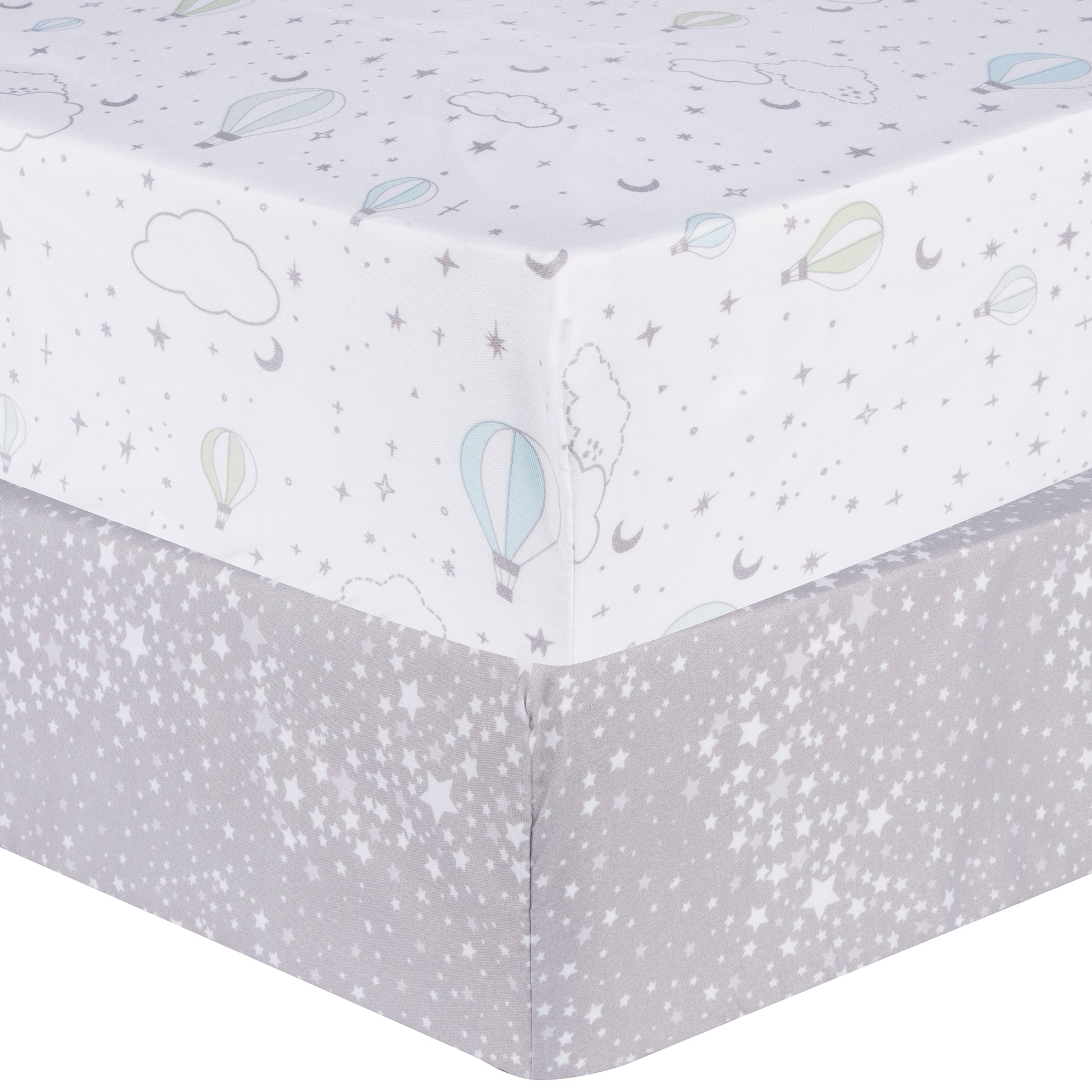Starry Dreams 2-Pack Microfiber Fitted Crib Sheet Set by Sammy & Lou® - corner view