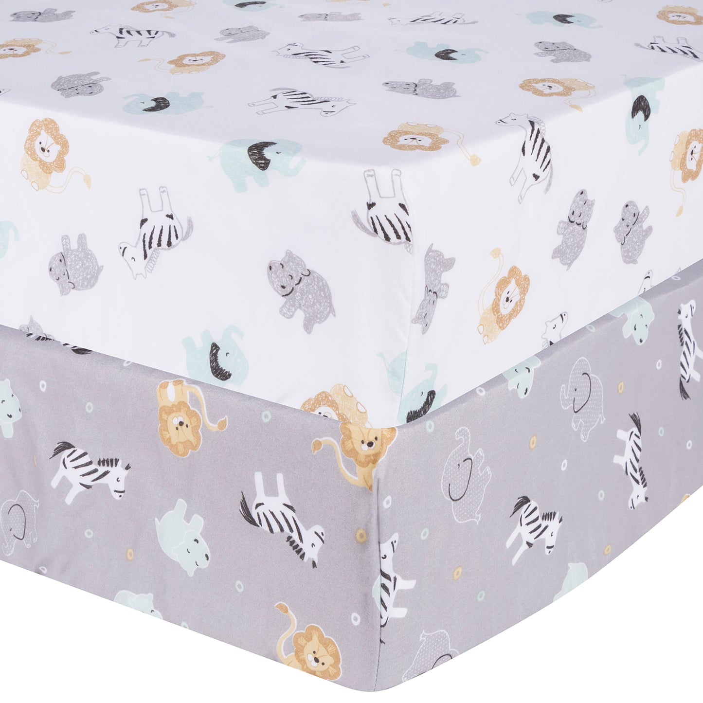 Safari Scribble 2-Pack Microfiber Fitted Crib Sheet Set by Sammy & Lou®