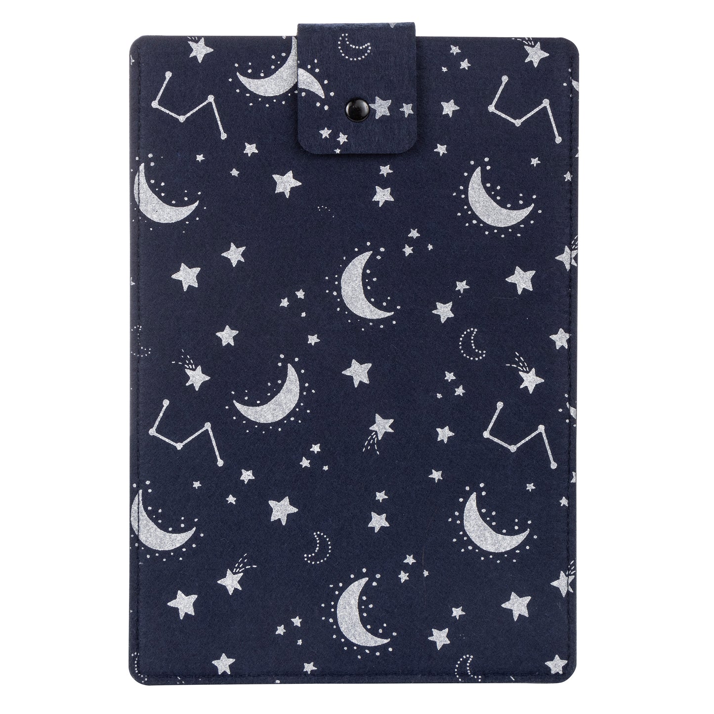 Constellation Felt Tablet Sleeve Carrying Case - front view with snap