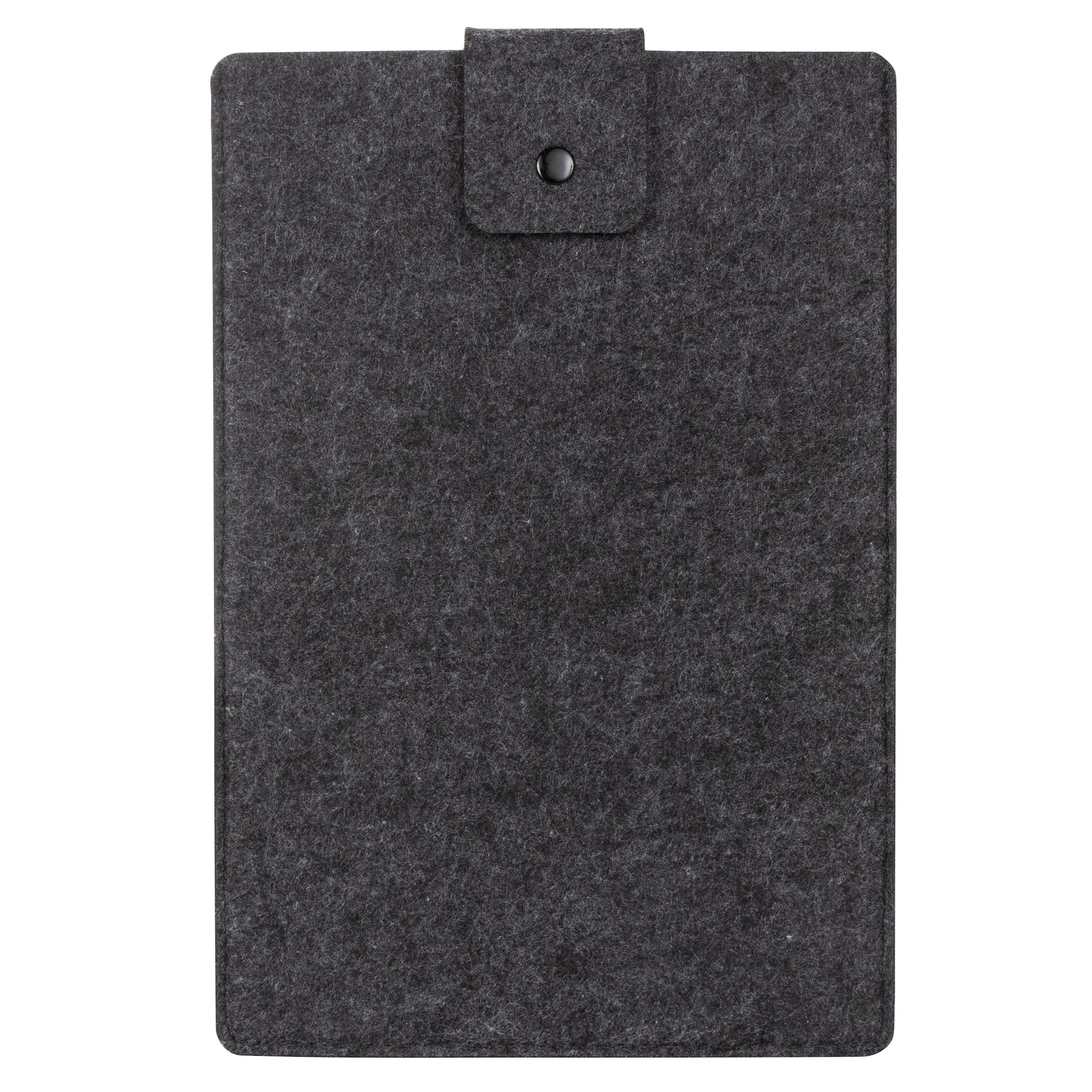 Charcoal Gray Felt Tablet Sleeve Carrying Case - front view with snap