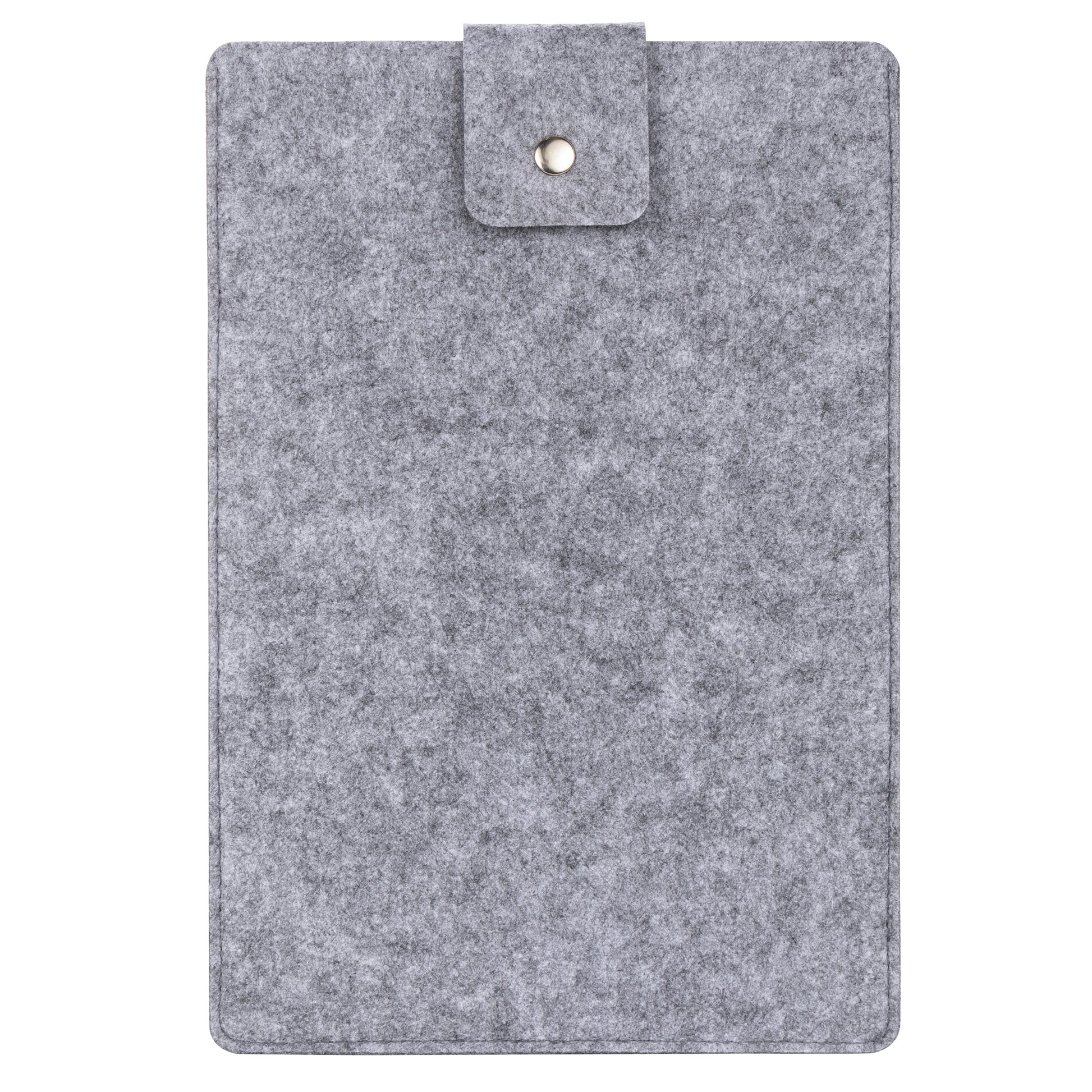 Light Gray Felt Tablet Sleeve Carrying Case - front view with snap