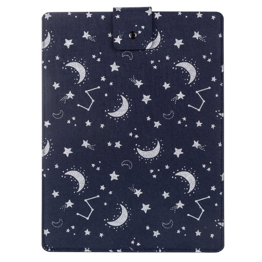 Constellation Felt Laptop Sleeve Carrying Case - Front view with a snap