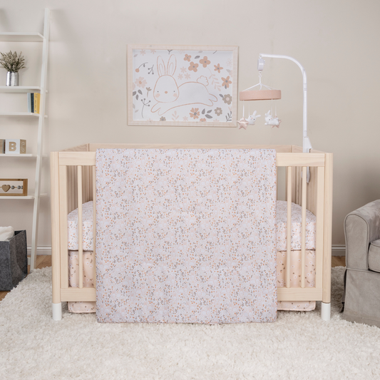 Cottage Floral 3 Piece Crib Bedding Set by Sammy & Lou® - Stylized in a bedroom